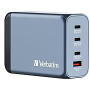 Verbatim 240 W 4-Port GaN Wall Charger, Black/Gray (32205)