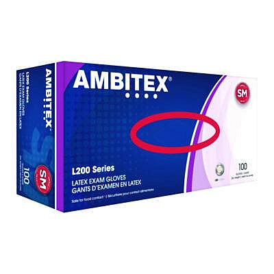 AMBITEX L200 Series Powder-Free Latex Gloves, Small, 5 mil Thick, 9" Long, Cream, 100/Box (LSM200)