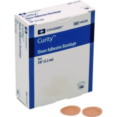 Curity Sheer Plastic Adhesive Bandages, Round Spot, 0.88 x 0.88, Clear, 100/Box (KCFB0193LF)