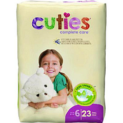 Cuties Premium Jumbo Diapers, Size 6, 35 lbs and Up, 92/Carton (CR6001)