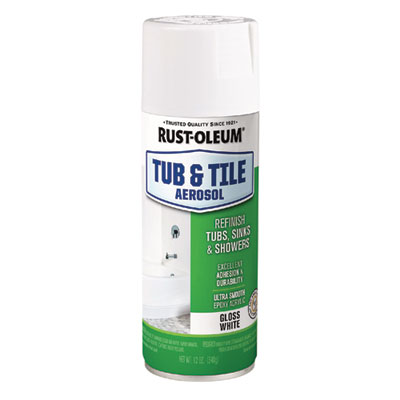 Rust-Oleum Specialty Tub and Tile Spray, Gloss White, 12 oz Aerosol Can, 6/Carton (280882)