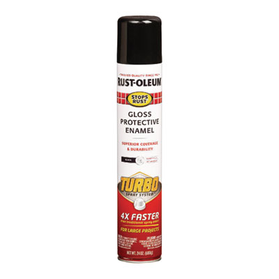 Rust-Oleum Stops Rust Turbo Spray, Gloss Black, 24 oz Aerosol Can, 6/Carton (334128)
