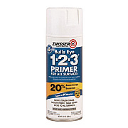Zinsser Bulls Eye 1-2-3 Primer Spray, Interior/Exterior, Flat White, 13 oz Aerosol Can, 6/Carton (2008CT)