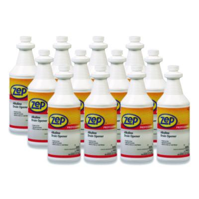 Zep Professional Alkaline Drain Opener Quart Bottle, 12/Carton (1041423)