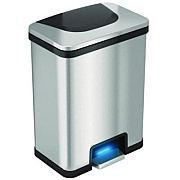 HLS Commercial Step Pedal-Sensor Trash Can, 13 gal, Plastic/Stainless Steel, Silver/Black (HLS13SB)