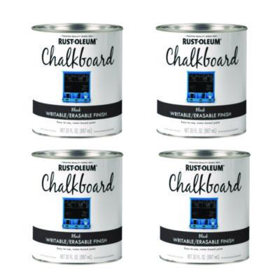Rust-Oleum Chalkboard Paint, Matte Black, Quart Can, 4/Carton (301450)
