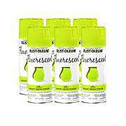 Rust-Oleum Specialty Fluorescent Spray Paint, Flat Fluorescent Yellow, 11 oz Aerosol Can, 6/Carton (342571)