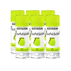 Rust-Oleum Specialty Fluorescent Spray Paint, Flat Fluorescent Yellow, 11 oz Aerosol Can, 6/Carton (342571)