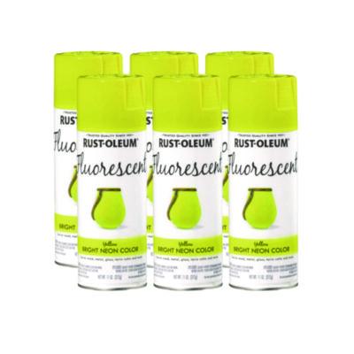 Rust-Oleum Specialty Fluorescent Spray Paint, Flat Fluorescent Yellow, 11 oz Aerosol Can, 6/Carton (342571)