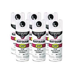 Rust-Oleum Stops Rust 5-in-1 Spray Paint, Flat White, 12 oz Aerosol Can, 6/Carton (376856)