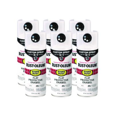 Rust-Oleum Stops Rust 5-in-1 Spray Paint, Flat White, 12 oz Aerosol Can, 6/Carton (376856)