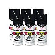 Rust-Oleum Stops Rust 5-in-1 Spray Paint, Satin Black, 12 oz Aerosol Can, 6/Carton (376869)