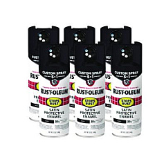 Rust-Oleum Stops Rust 5-in-1 Spray Paint, Satin Black, 12 oz Aerosol Can, 6/Carton (376869)