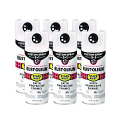Rust-Oleum Stops Rust 5-in-1 Spray Paint, Satin White, 12 oz Aerosol Can, 6/Carton (376870)