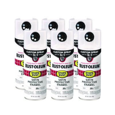 Rust-Oleum Stops Rust 5-in-1 Spray Paint, Satin White, 12 oz Aerosol Can, 6/Carton (376870)