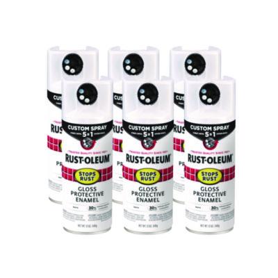 Rust-Oleum Stops Rust 5-in-1 Spray Paint, Gloss White, 12 oz Aerosol Can, 6/Carton (376886)