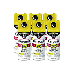 Rust-Oleum Stops Rust 5-in-1 Spray Paint, Gloss Sunburst Yellow, 12 oz Aerosol Can, 6/Carton (376898)