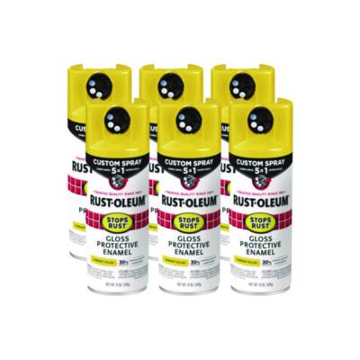 Rust-Oleum Stops Rust 5-in-1 Spray Paint, Gloss Sunburst Yellow, 12 oz Aerosol Can, 6/Carton (376898)