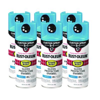 Rust-Oleum Stops Rust 5-in-1 Spray Paint, Gloss Maui Blue, 12 oz Aerosol Can, 6/Carton (376907)