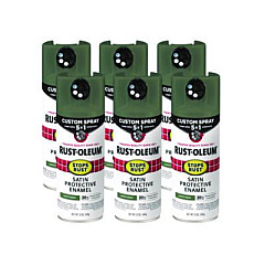 Rust-Oleum Stops Rust 5-in-1 Spray Paint, Satin Earthy Green, 12 oz Aerosol Can, 6/Carton (383421)