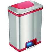 HLS Commercial Step Pedal-Sensor Trash Can, 13 gal, Plastic/Stainless Steel, Silver/Red (HLS13SR)