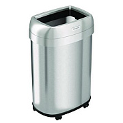 HLS Commercial Open Top Trash Can with Wheels, Oval, 13 gal, Plastic/Stainless Steel, Silver (HLS13STVM)