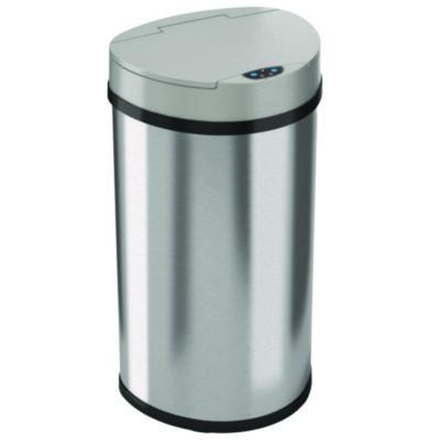 HLS Commercial Sensor Trash Can, Half-Round Cylinder, 13 gal, Plastic/Stainless Steel, Silver (HLS13HX)