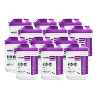 Sani Professional Sani-Cloth Prime Germicidal Disposable Wipes, Large, 1-Ply, 6 x 6.75, Unscented, White, 160/Canister, 12 Canisters/Carton (P25372)