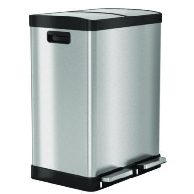 HLS Commercial Fire-Resistant Step Pedal Trash Can and Recycle Bin, 16 gal, Plastic/Stainless Steel, Silver (HLSS16RFR)