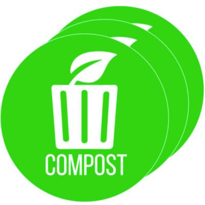 HLS Commercial Vinyl Decals, Compost, 4" Diameter, Green/White, 3/Pack (HLSKERCCOMP3)