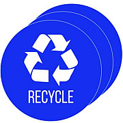 HLS Commercial Vinyl Decals, Recycle, 4" Diameter, Blue/White, 3/Pack (HLSKERCYCLE3)