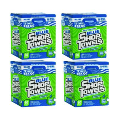 Sellars TOOLBOX Blue Shop Towels, 1-Ply, 10 x 12, Blue, 200 Sheets/Box, 4 Boxes/Carton (55202)