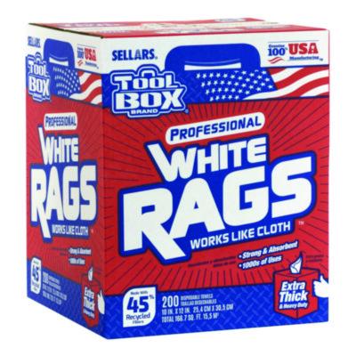 Sellars TOOLBOX White Rags, 1-Ply, 9.8 x 12, White, 200 Sheets/Box, 6 Boxes/Carton (58202)