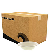 Boardwalk Bagasse PFAS-Free Dinnerware, Round Bowl, Sugarcane, 12 oz, Tan, 1,000/Carton (BOWL12NPFA)