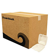 Boardwalk Bagasse PFAS-Free Food Containers, 6 x 6 x 3.19, Tan, Sugarcane, 500/Carton (HINGE66NPFA)