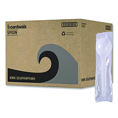 Boardwalk Heavyweight Polystyrene Cutlery, Soup Spoon, Plastic, White, 1,000/Carton (SOUPHWPSWH)