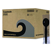 Boardwalk Heavyweight Polystyrene Cutlery, Soup Spoon, Plastic, Black, 1,000/Carton (SOUPHWPSBLA)