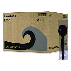 Boardwalk Heavyweight Polystyrene Cutlery, Soup Spoon, Plastic, Black, 1,000/Carton (SOUPHWPSBLA)