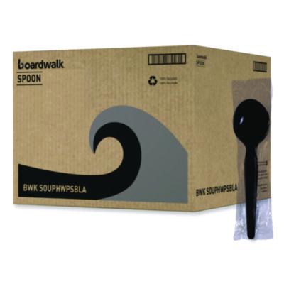 Boardwalk Heavyweight Polystyrene Cutlery, Soup Spoon, Plastic, Black, 1,000/Carton (SOUPHWPSBLA)