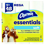 Charmin Essentials Soft Bathroom Tissue, Septic Safe, 2-Ply, White, 330 Sheets/Roll, 12 Rolls/Pack, 4 Packs/Carton (03154)