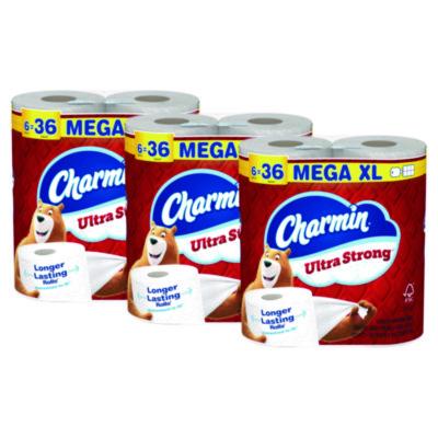 Charmin Ultra Strong Bathroom Tissue, Septic Safe, 2-Ply, White, 330 Sheets/Roll, 6 Rolls/Pack, 3 Packs/Carton (13449)