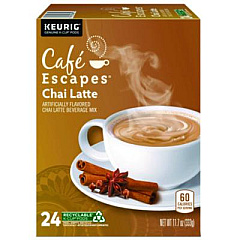 Caf Escapes Chai Latte K-Cups, 24/Box (6805)