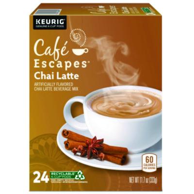 Caf Escapes Chai Latte K-Cups, 24/Box (6805)