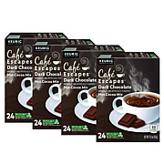 Caf Escapes Dark Chocolate Hot Cocoa K-Cups, 24/Box, 4 Box/Carton (6802CT)