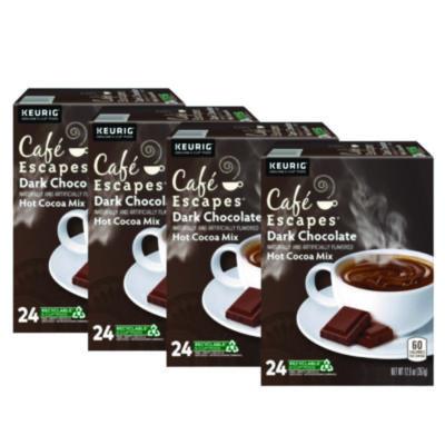 Caf Escapes Dark Chocolate Hot Cocoa K-Cups, 24/Box, 4 Box/Carton (6802CT)