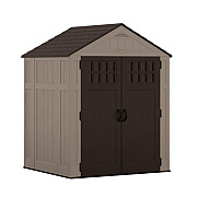 Suncast Everett Storage Shed, 201 cu ft, 6 ft 2.75" x 5 ft 5.25" x 7 ft 8.75", Dark Taupe/Black/Slate (BMS6511D)