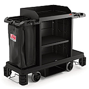 Suncast Commercial Premium Housekeeping Cart, Plastic, 1 Shelf, 24 x 62.13 x 49.75, Black (HKC2000)