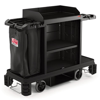 Suncast Commercial Premium Housekeeping Cart, Plastic, 1 Shelf, 24 x 62.13 x 49.75, Black (HKC2000)