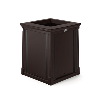 Suncast Commercial Resin Customizable Garbage Can with Open Lid, 34.4 gal, Plastic, Java (RMCC3502)