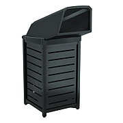 Suncast Commercial Outdoor Decorative Metal Square Trash Can with Chute Lid, 30 gal, Metal, Black (MTCSQ305)